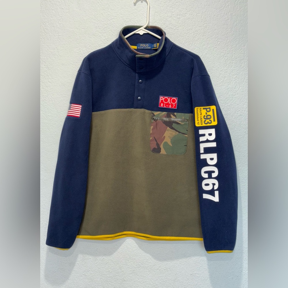 POLO RALPH LAUREN POLY FLEECE-PADDLING PO M2 CAMO PULLOVER | Size: Medium